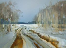 Winter Landscape with Birch Trees