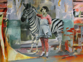 Woman and Zebra