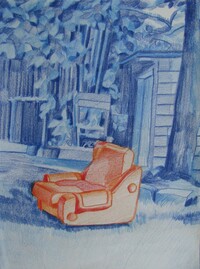 Orange Armchair in the Blue Garden