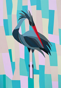 Heron with red beak
