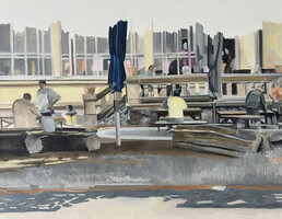 Sitting outside under a big tree